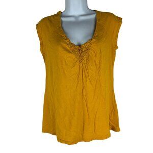 New York & Company Womens Mustard Yellow Sleeveless Top Size M 100% Cotton